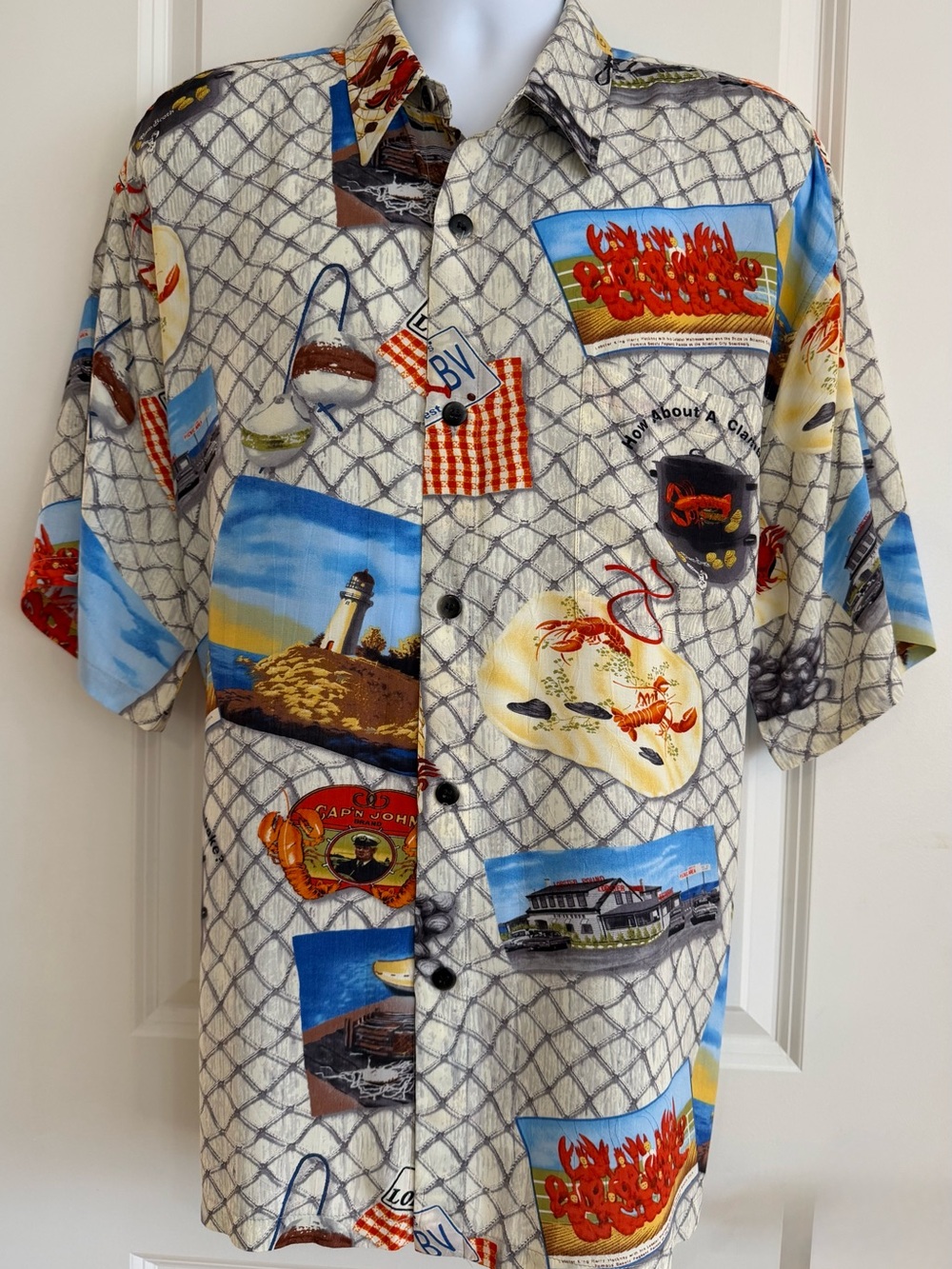 Jams World Hawaiian Aloha Short Sleeve Men’s Shirt, XL, “Lobster Net”, excellent